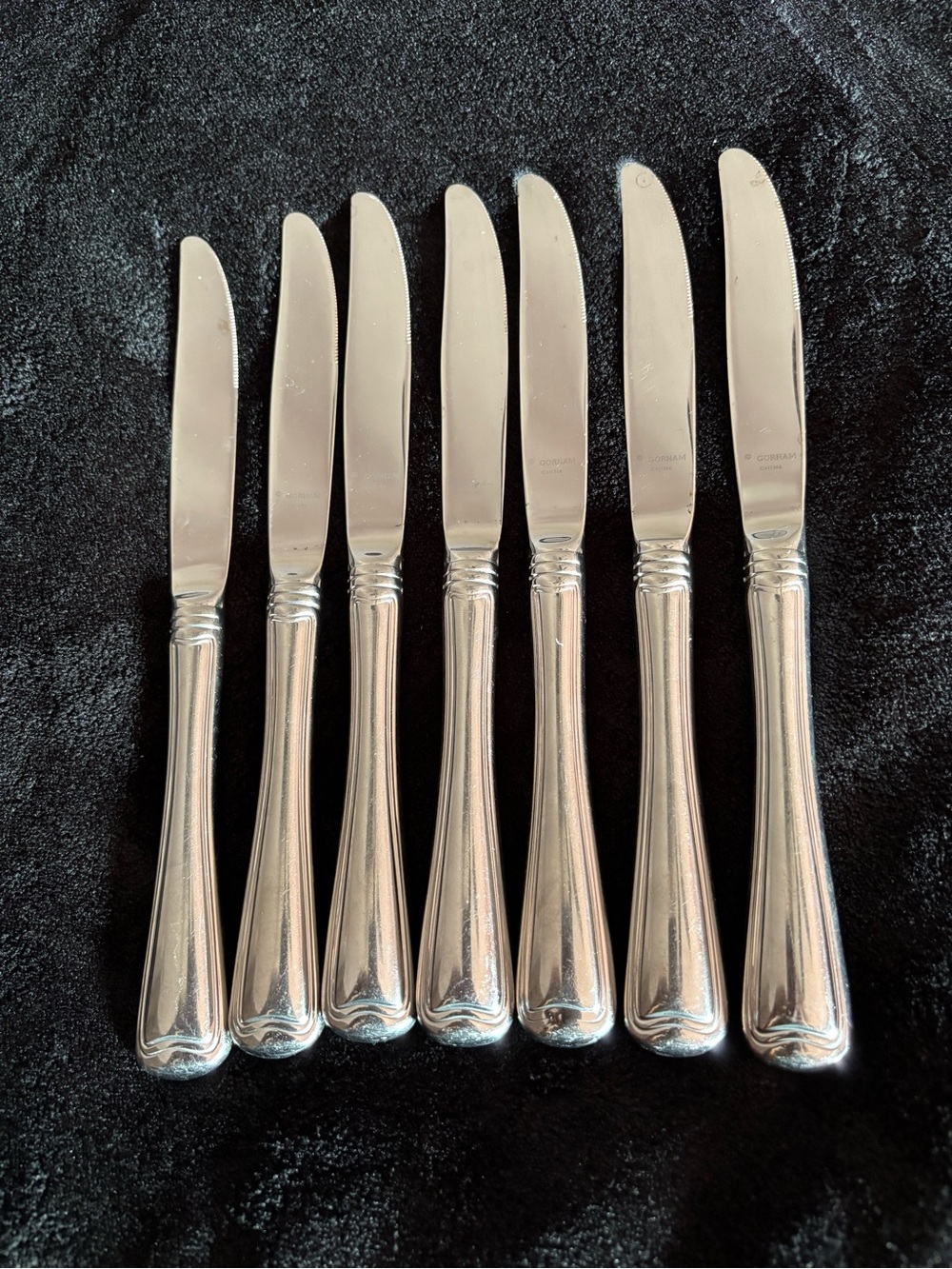 7 Piece Gorham MONET Dinner Knives Set Stainless Steel Glossy 9” Flatwear